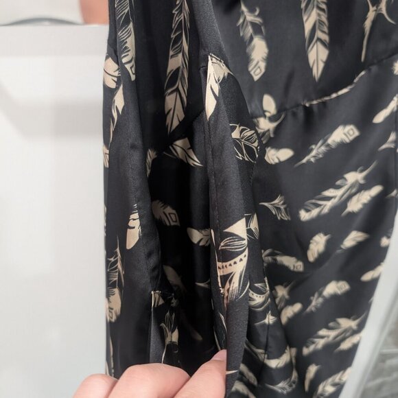 Melissa Nepton black dress feather print sleeveless summer lightweight XL - Picture 6 of 7